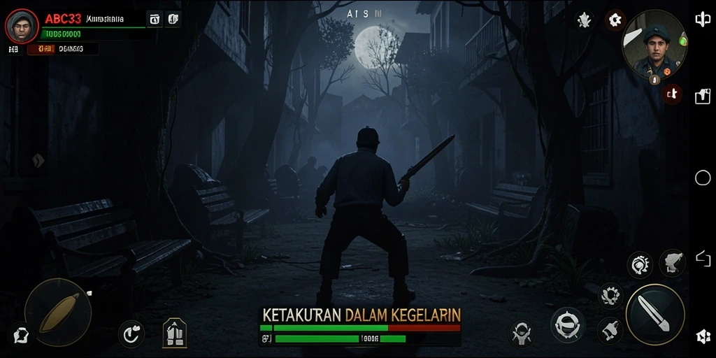 Gameplay menegangkan di lingkungan gelap yang menyeramkan.