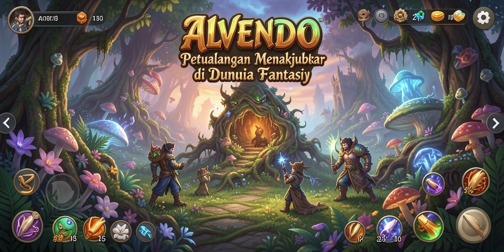 Tampilan menarik dalam petualangan mengeksplorasi dunia ALVENDO.