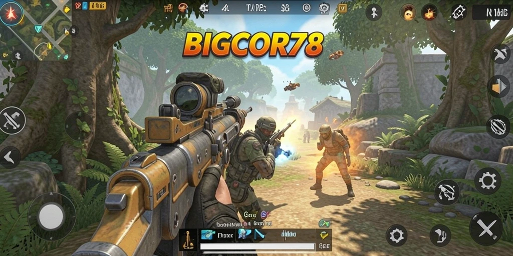 Gameplay mendebarkan dalam BIGCOR78 dengan aksi TPS yang seru.