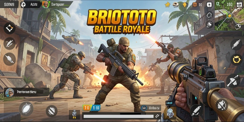 Tampilan seru permainan BRIOTOTO dalam aksi Battle Royale.