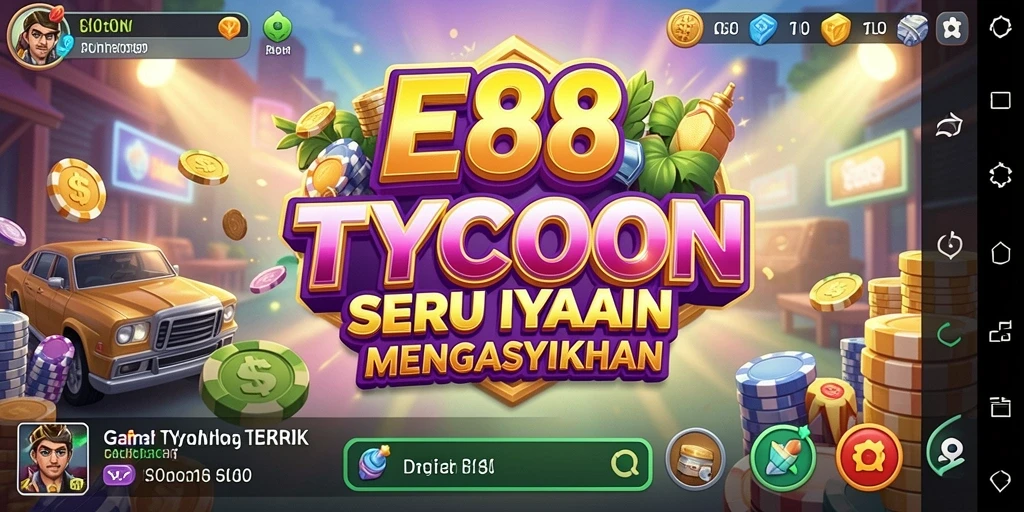 Screenshot E88 menampilkan momen seru dalam membangun bisnis Tycoon.