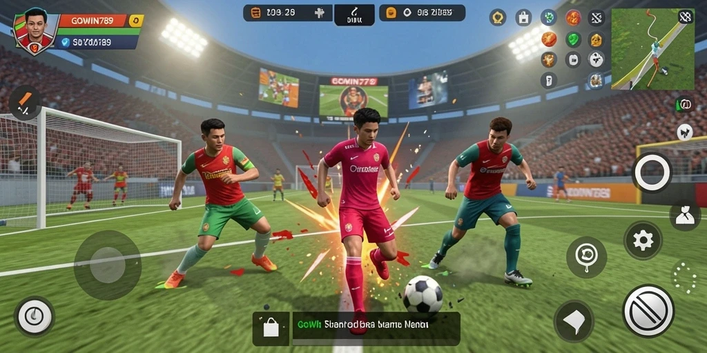 Screenshot GOWIN789 menampilkan aksi seru permainan olahraga yang kompetitif.
