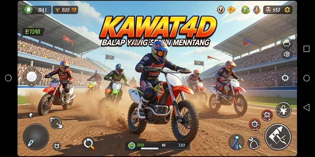 Screenshot gameplay KAWAT4D menampilkan balap cepat dan menegangkan.