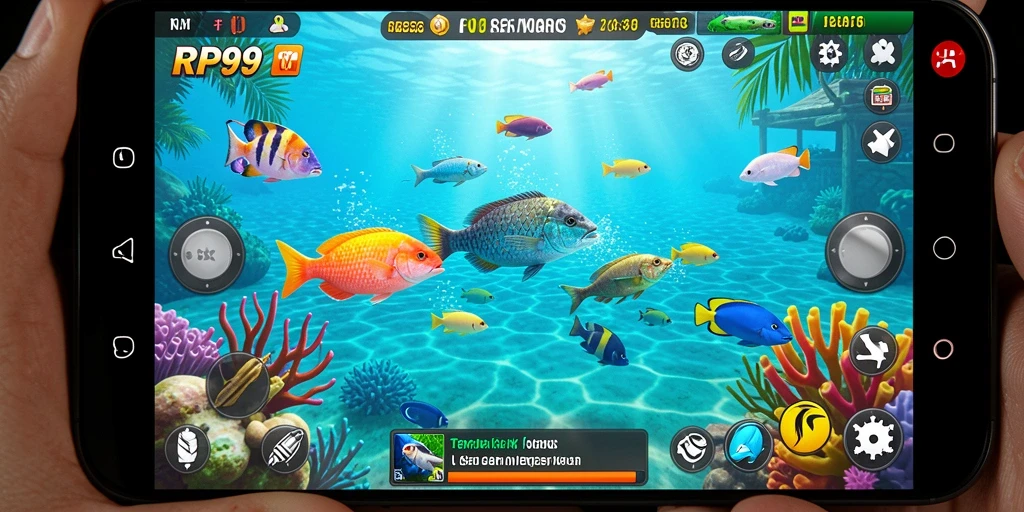 Tampilan gameplay seru saat menangkap ikan di RP99.