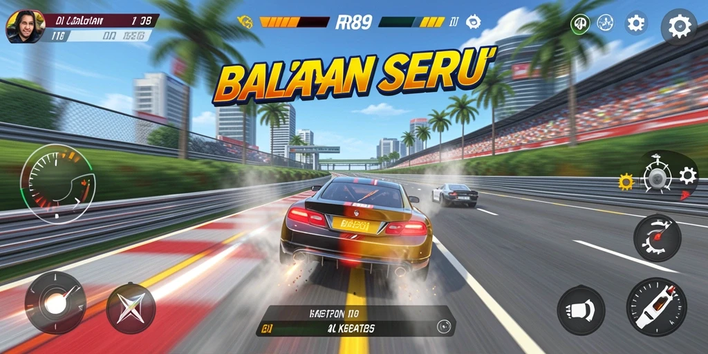 Tampilan gameplay balapan yang epik dan mendebarkan dari RR89.